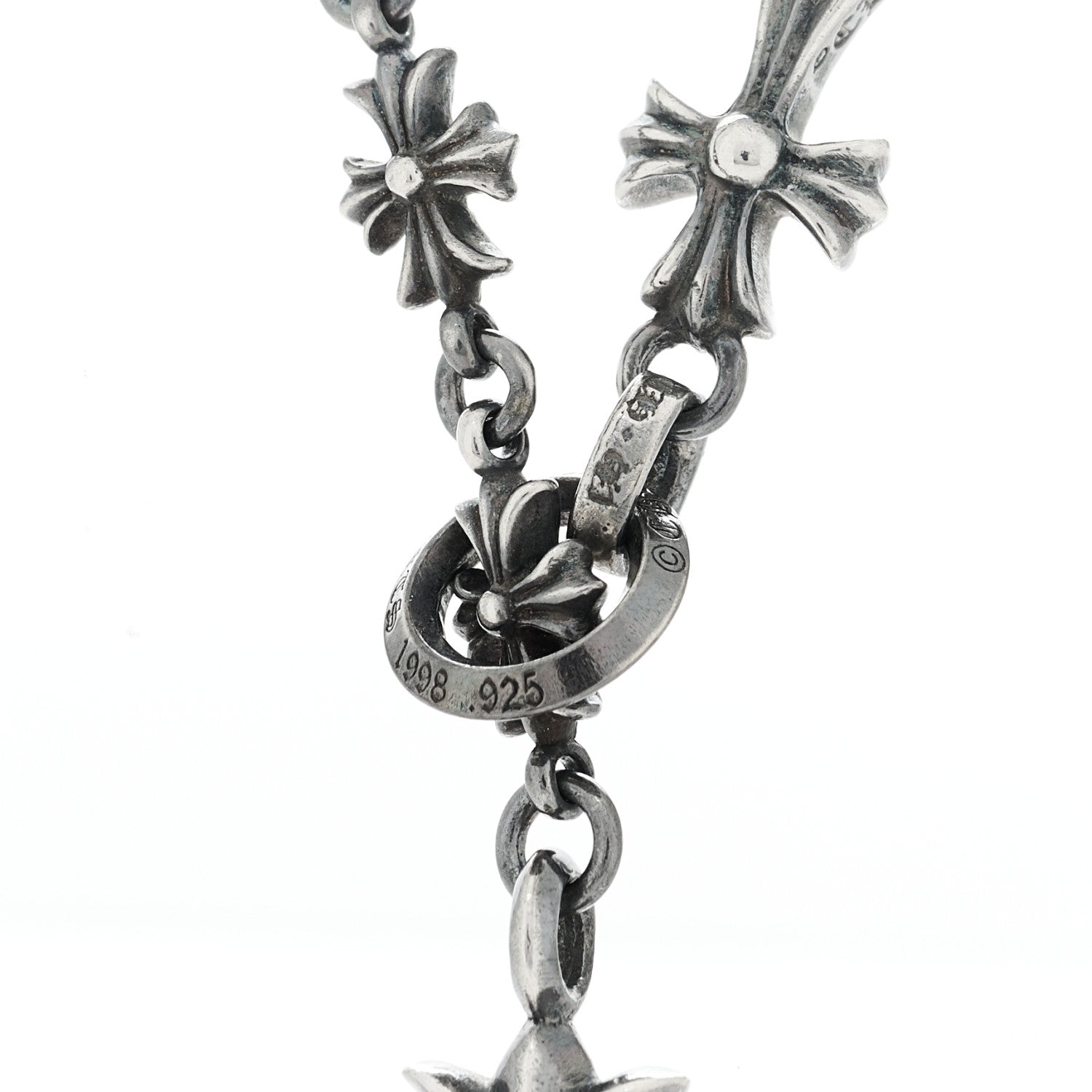 Chrome Hearts Sterling Silver Lariat Cross Pendant Necklace 4 of 6