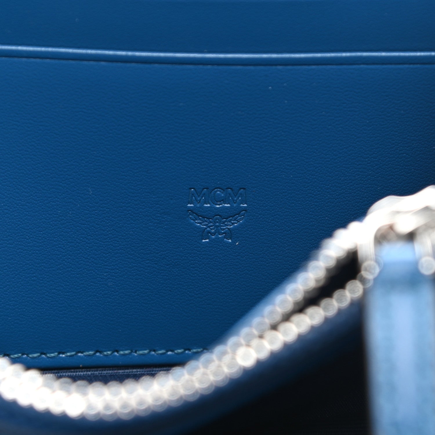 MCM Visetos Large Zip Around Wallet Munich Blue 6 of 8