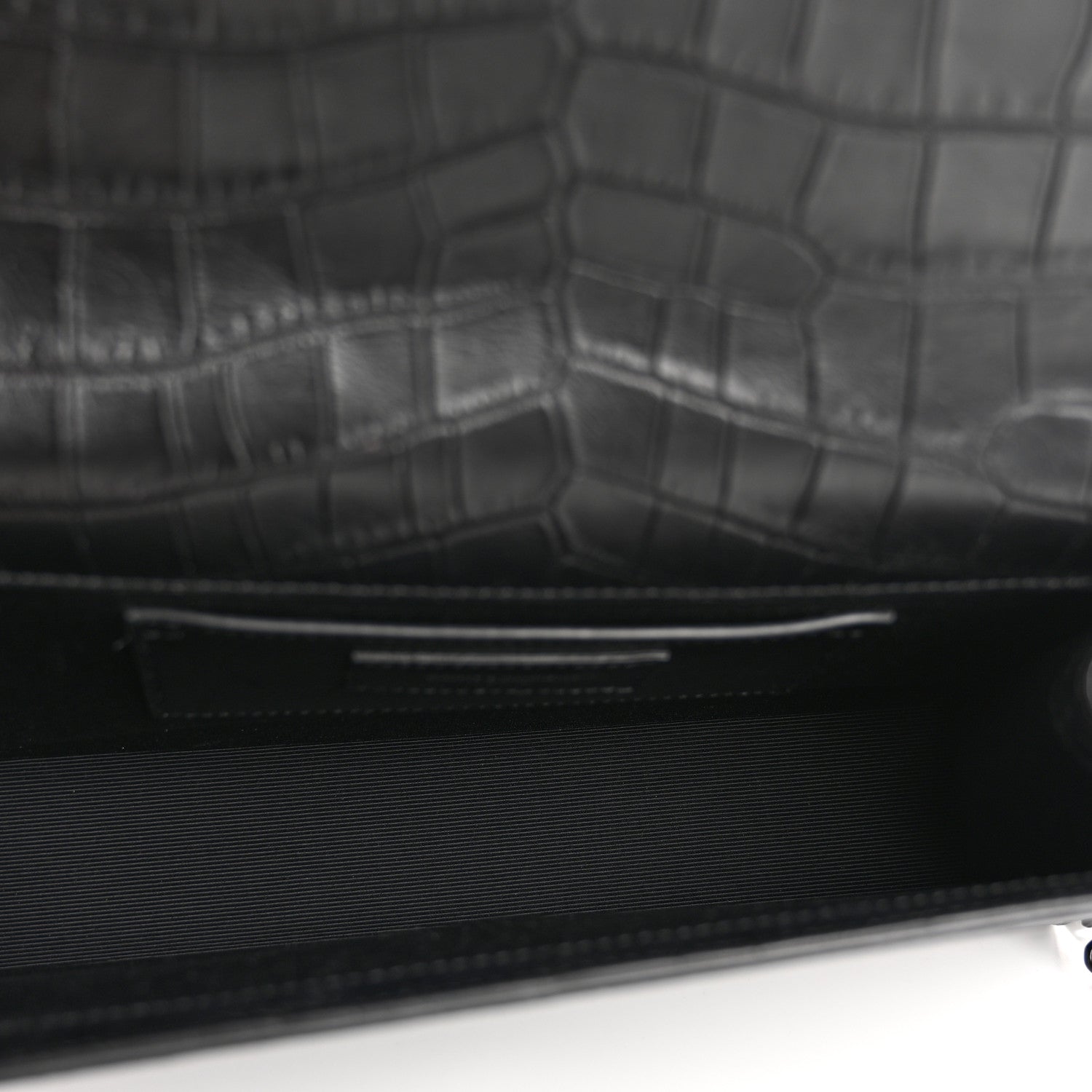 Saint Laurent Calfskin Crocodile Embossed Medium Classic Monogram Kate Satchel Black 5 of 11