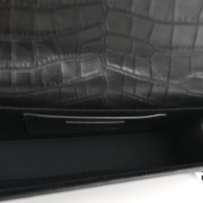 Saint Laurent Calfskin Crocodile Embossed Medium Classic Monogram Kate Satchel Black 5 of 11