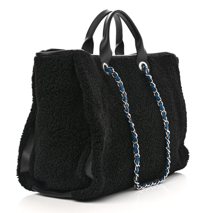 Chanel Shearling Large Deauville Tote Black 3 of 11