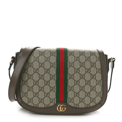Gucci GG Supreme Monogram Web Small Ophidia Flap Messenger Bag Brown 1 of 14