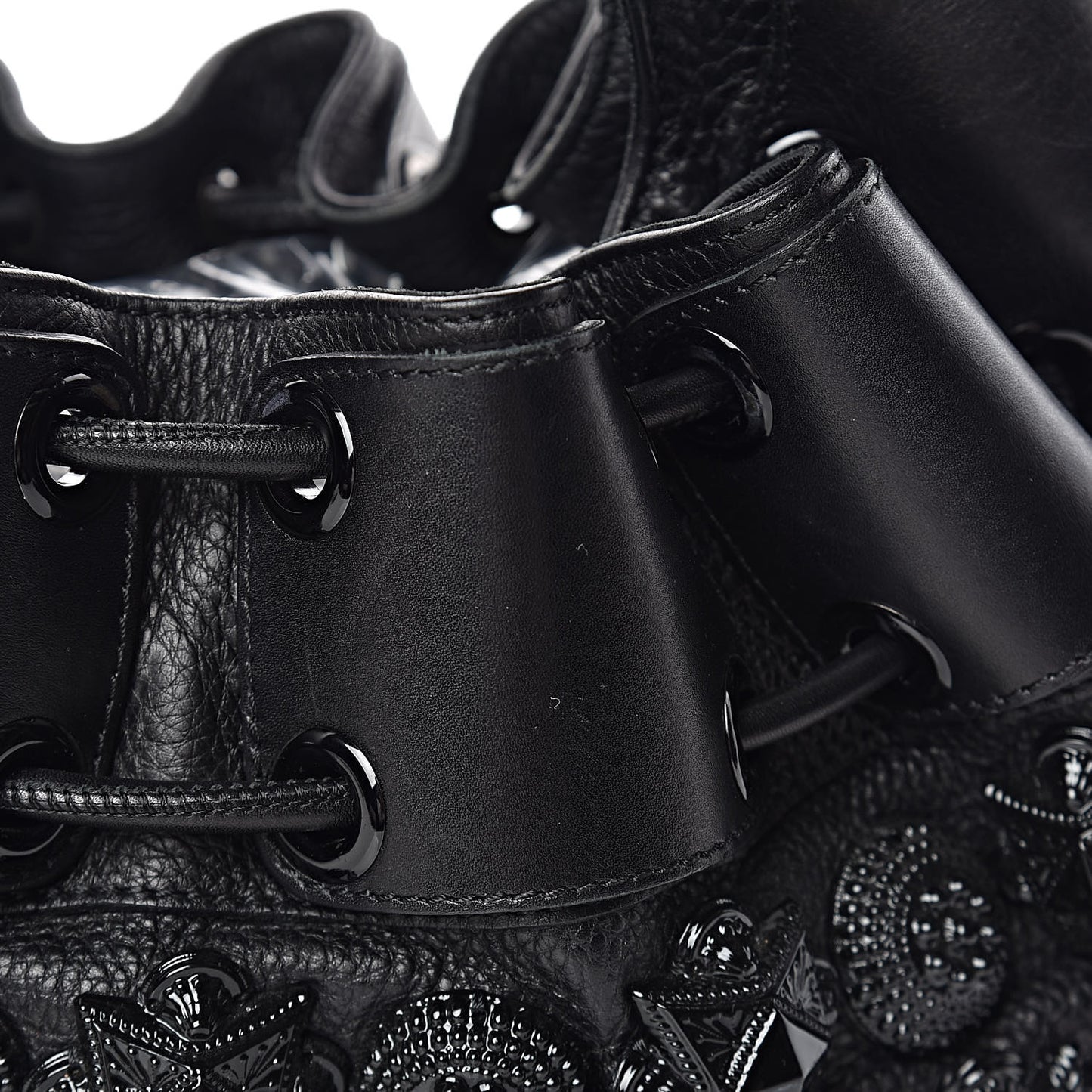 Calfskin Mason Warrior Studded Hobo Black