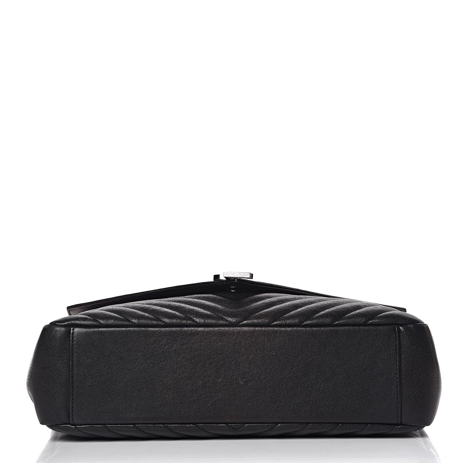 Saint Laurent Sheepskin Matelasse Chevron Monogram Large College Satchel Black 11 of 21