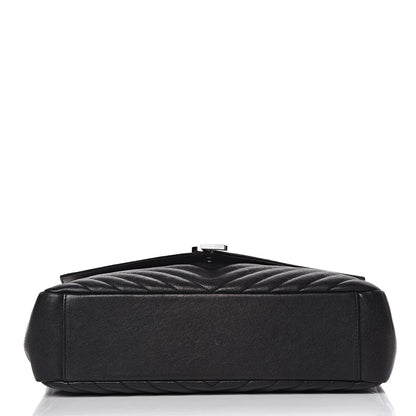 Saint Laurent Sheepskin Matelasse Chevron Monogram Large College Satchel Black 11 of 21