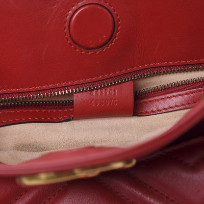 Gucci Calfskin Matelasse Medium GG Marmont Open Top Shoulder Bag Hibiscus Red 7 of 10