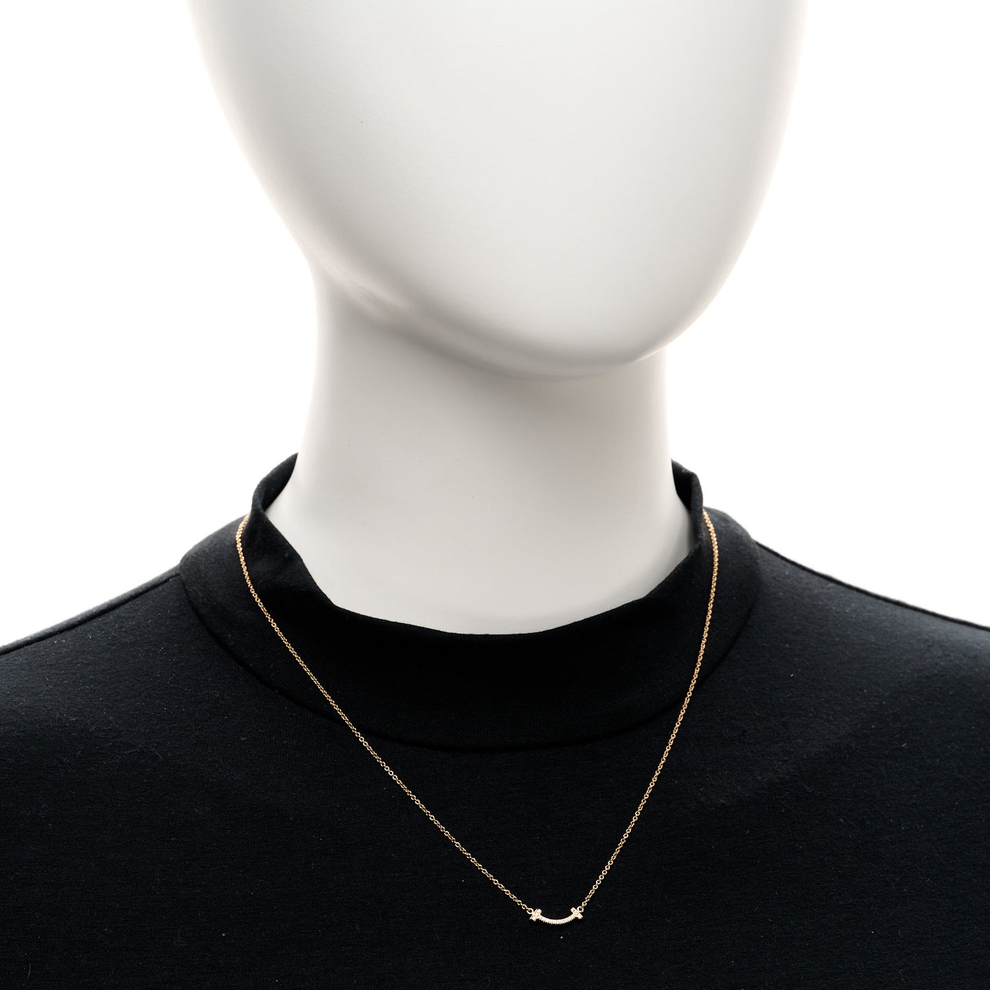 18K Rose Gold Diamond Mini T Smile Pendant Necklace