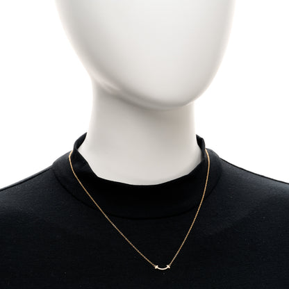 Tiffany 18K Rose Gold Diamond Mini T Smile Pendant Necklace 2 of 5
