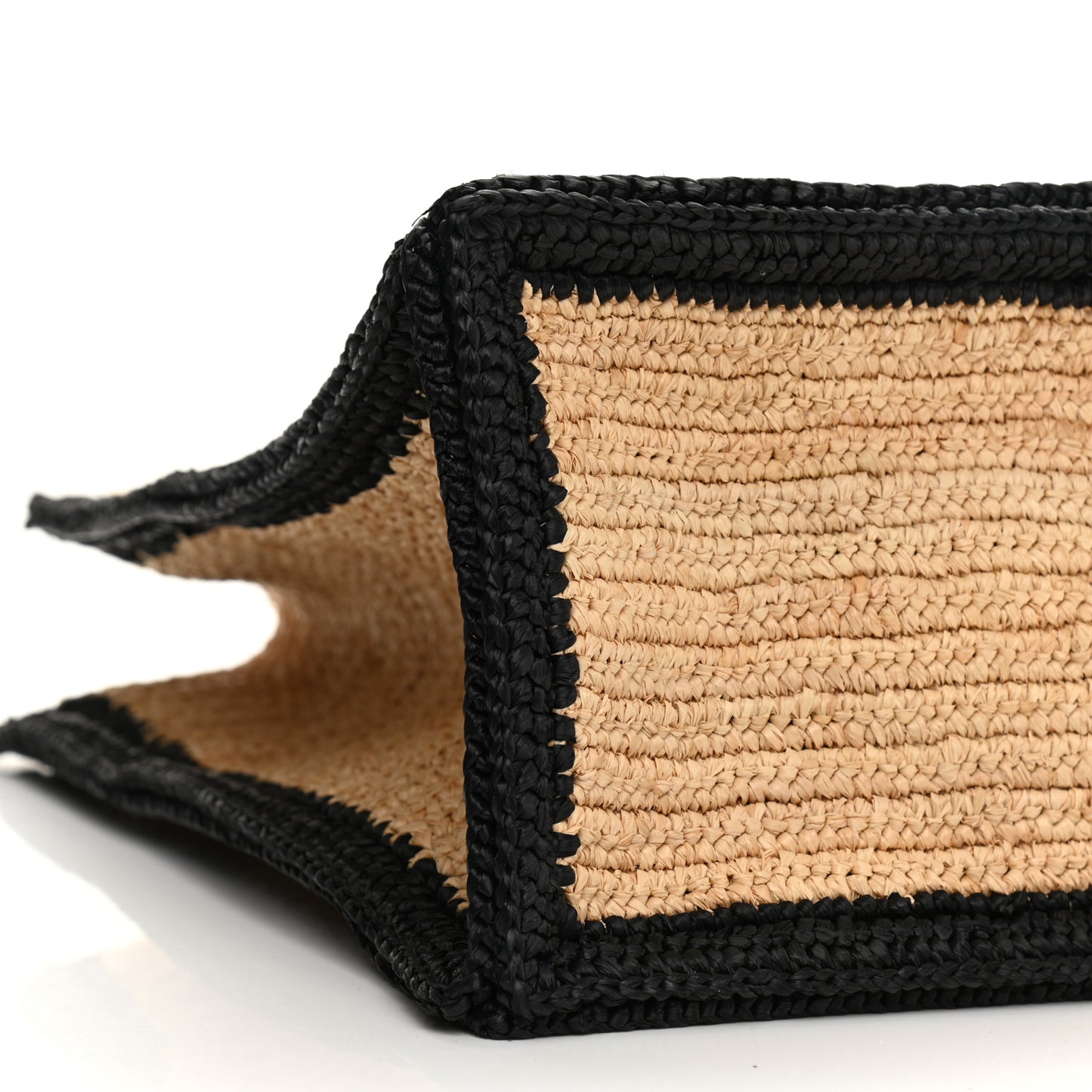 Raffia Calfskin Rive Gauche Tote Naturale Black