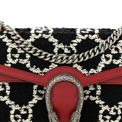 Gucci Tweed GG Monogram Small Dionysus Shoulder Bag Black White Romantic Cherry 9 of 12