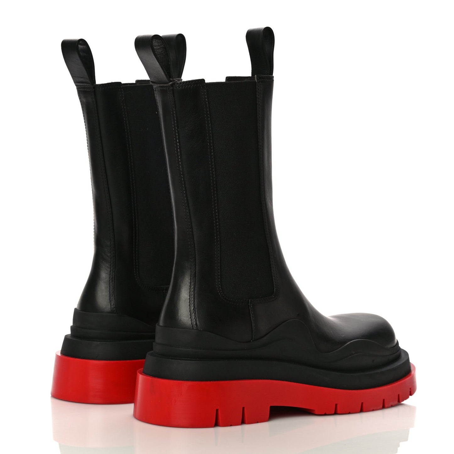 Calfskin The Tire Chelsea Boots 36.5 Black Bright Red