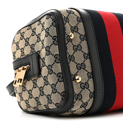 Gucci Monogram Vintage Web Small Boston Navy 9 of 12