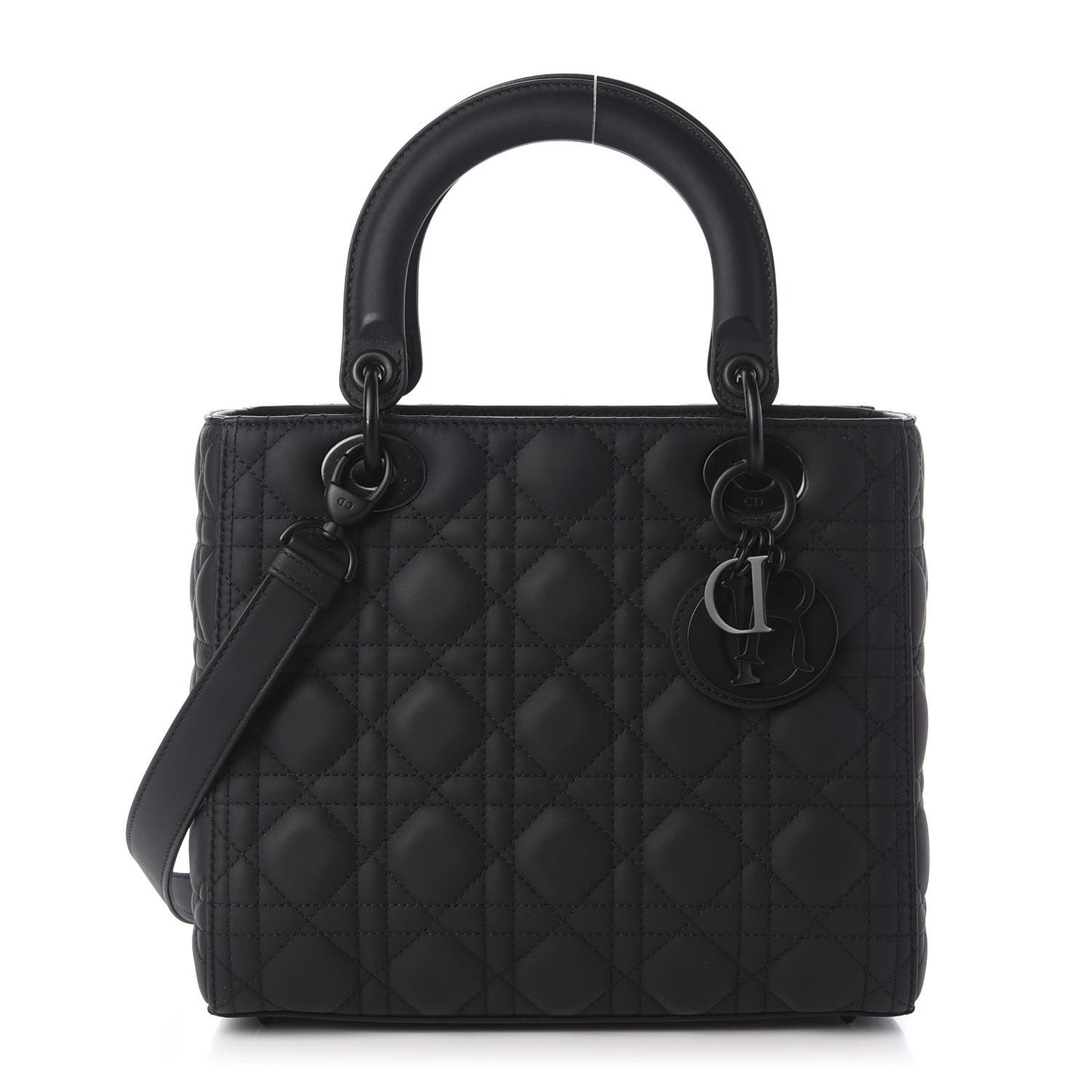 Ultra Matte Calfskin Cannage Medium Lady Dior Black