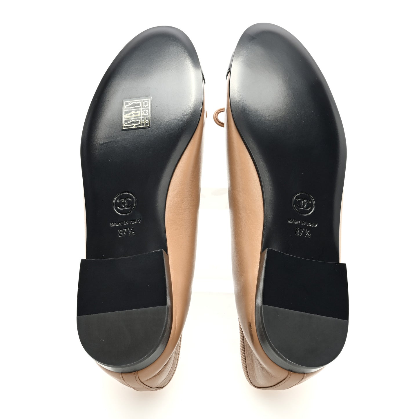 Lambskin Cap Toe CC Ballerina Flats 37.5 Beige Black