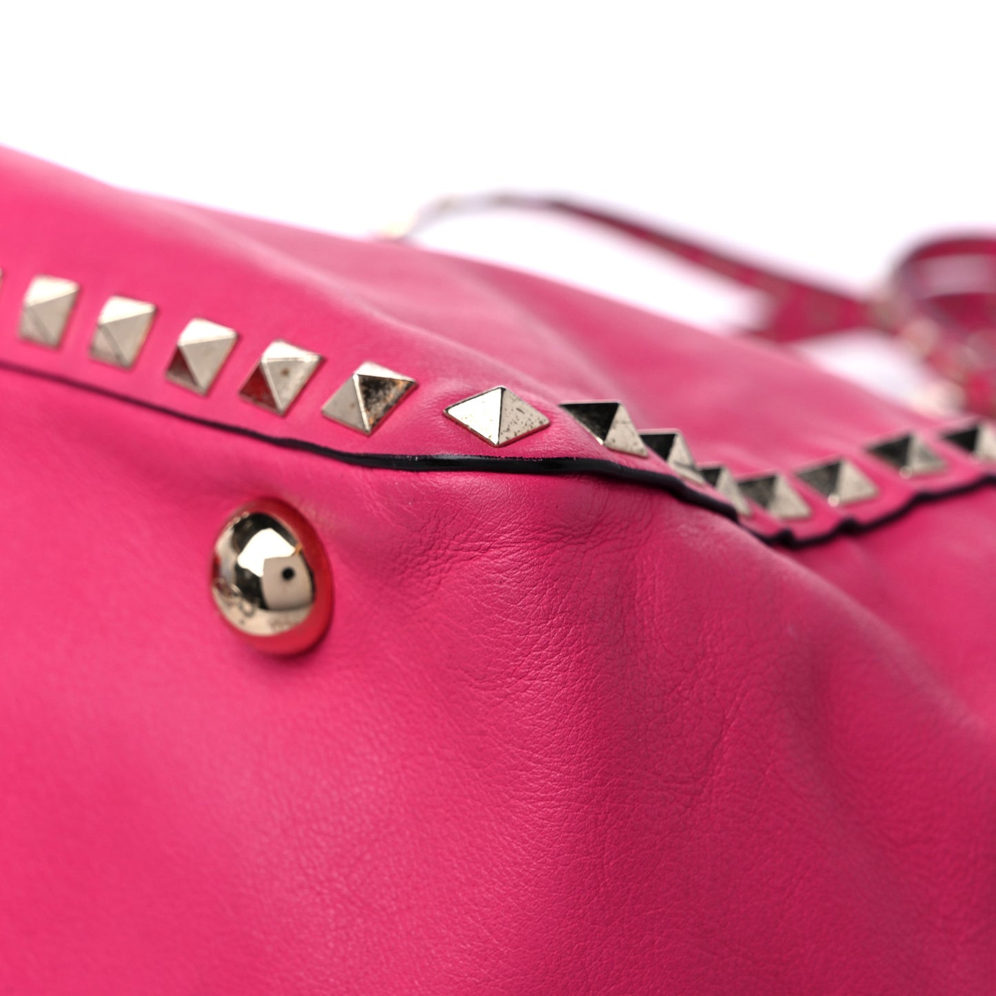 Vitello Medium Rockstud Tote Fuxia