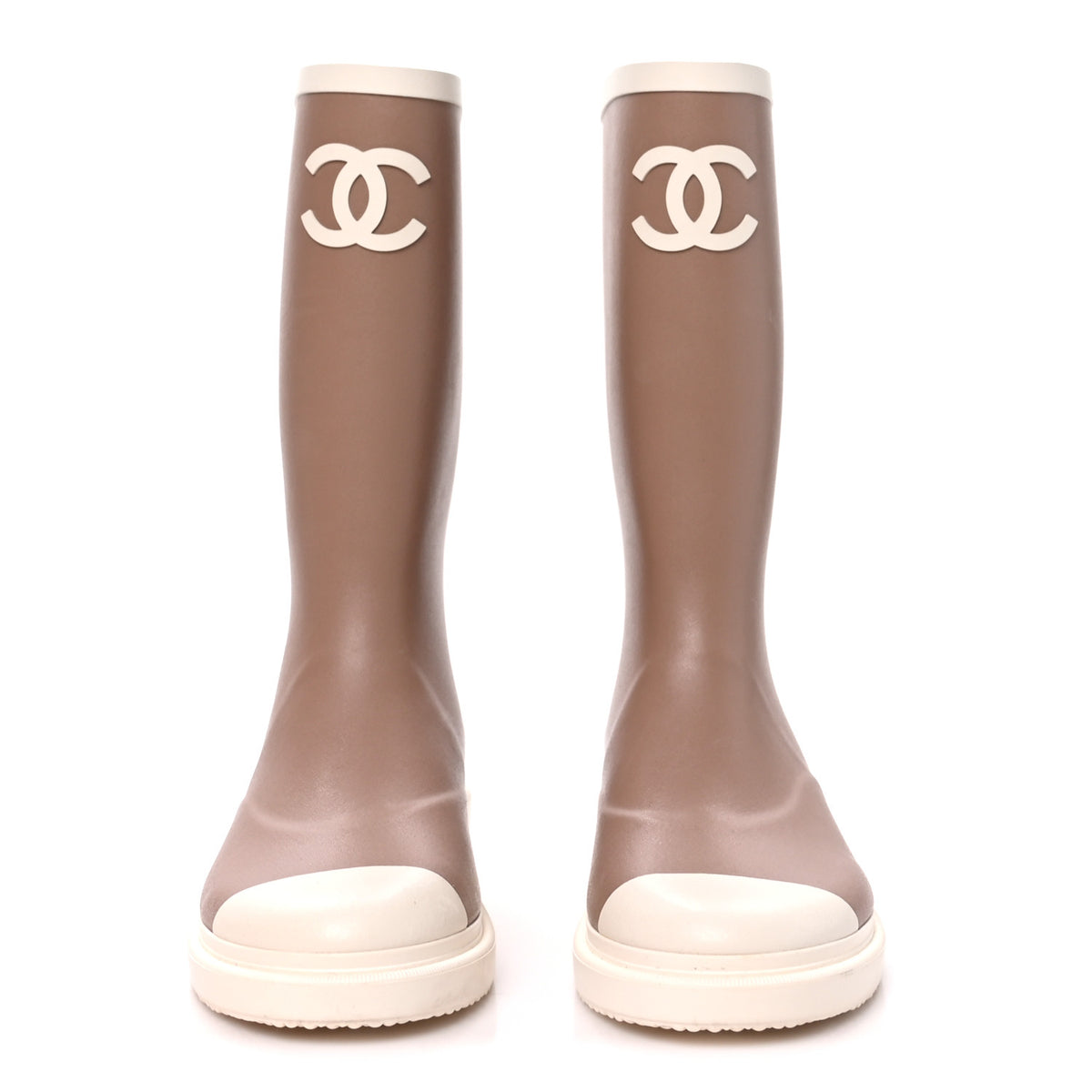 Chanel Caoutchouk CC High Boots 36 Beige White 2 of 8