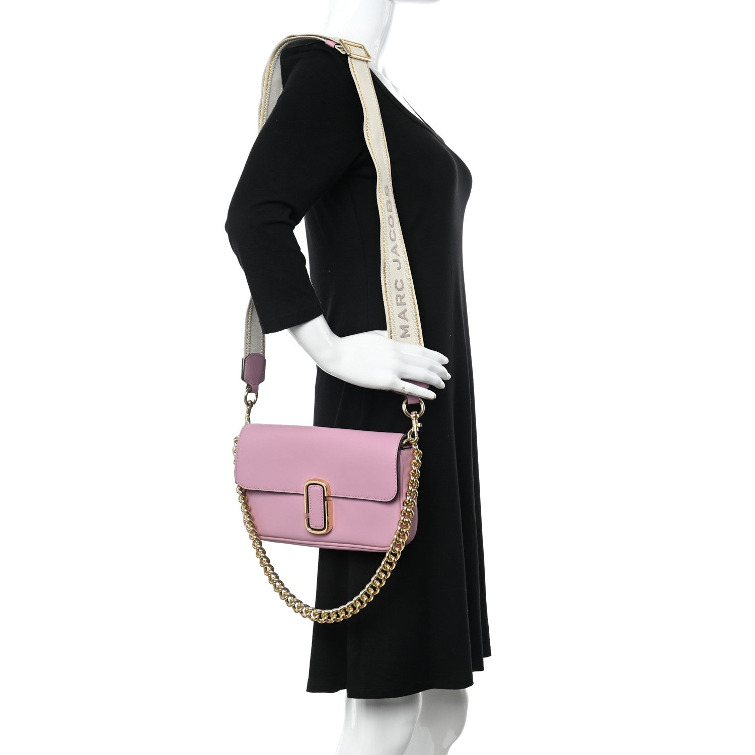 【未使用】Marc Jacobs ネイビー×ピンクゴールド スモールセコンド Marc Jacobs Calfskin The J Marc Shoulder Bag Quartz Pink 1319426