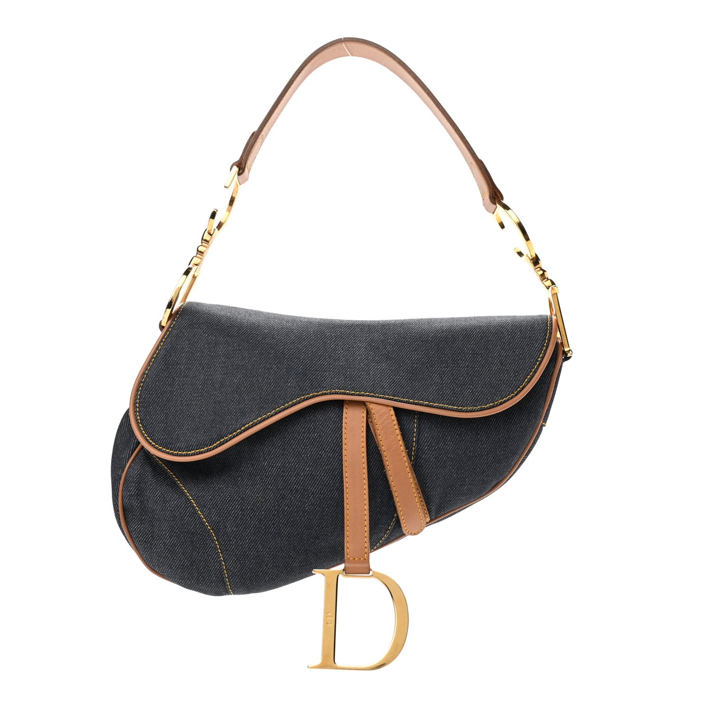 Denim Calfskin Saddle Bag Blue