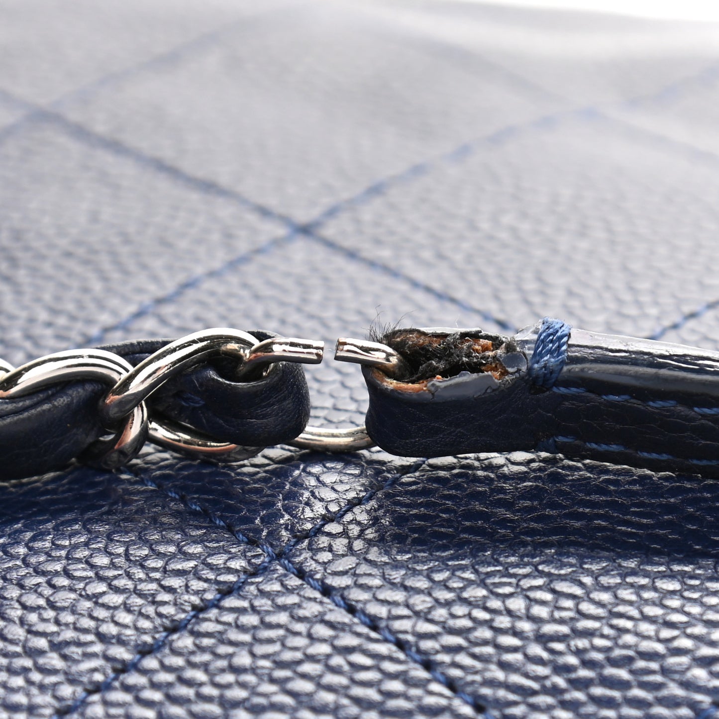 Caviar Stitched Large CC Pocket Hobo Navy