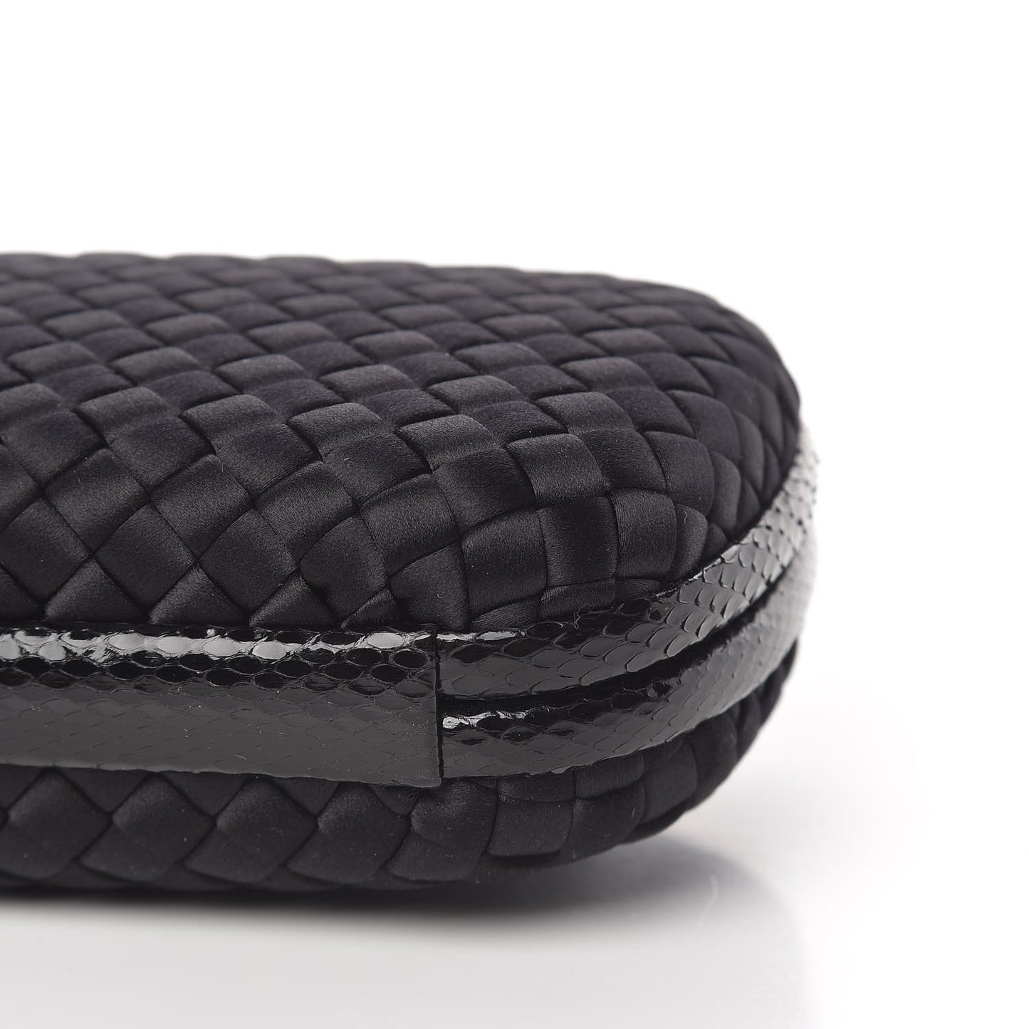 Satin Ayers Intrecciato Chain Knot Clutch Black