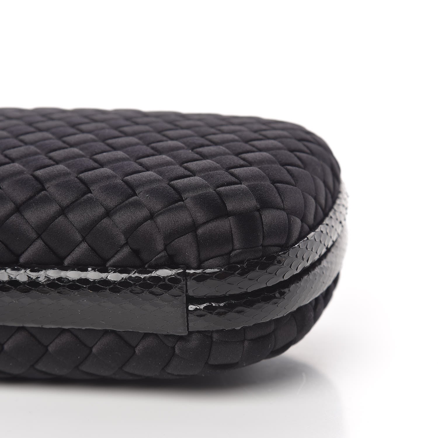 Bottega Veneta Satin Ayers Intrecciato Chain Knot Clutch Black 8 of 9