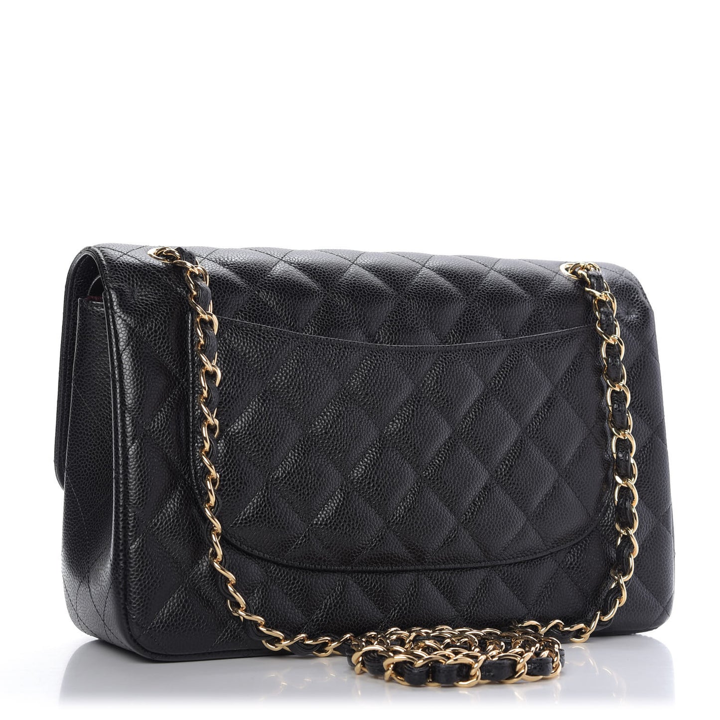 Caviar Quilted Jumbo Double Flap Black