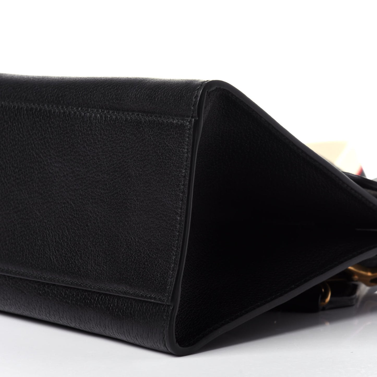 Grained Calfskin Web Crystal Butterfly Stripe Medium Totem Top Handle Bag Black