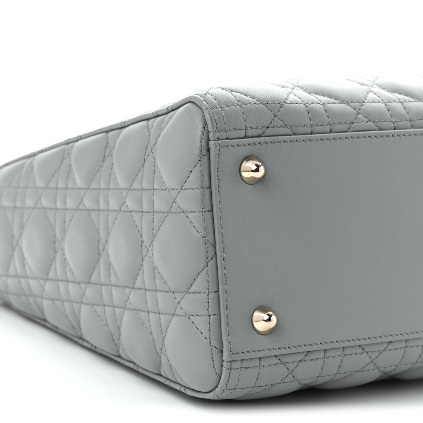Lambskin Cannage Large Lady Dior Stone Grey