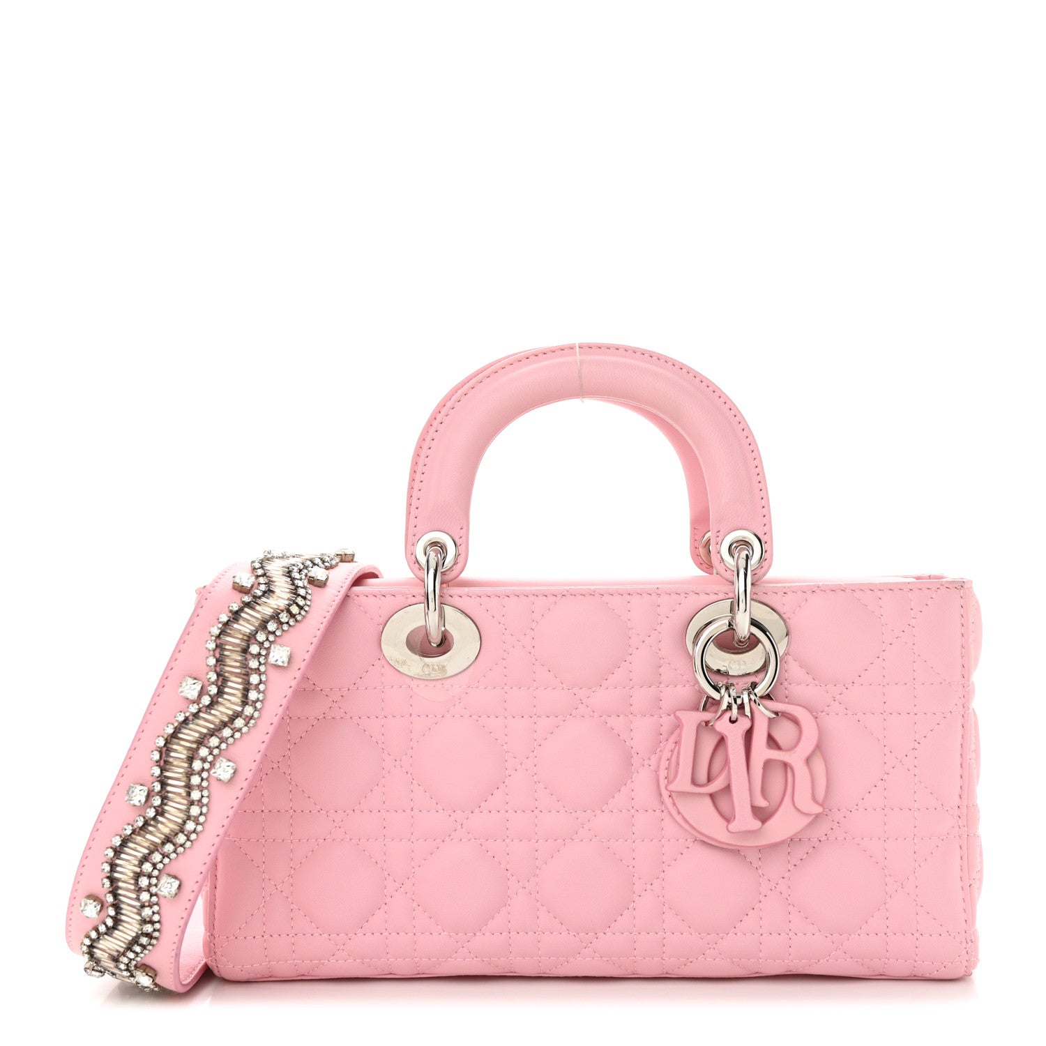 Christian Dior Lambskin Cannage Crystal Medium Lady D-Joy Light Pink 1 of 11