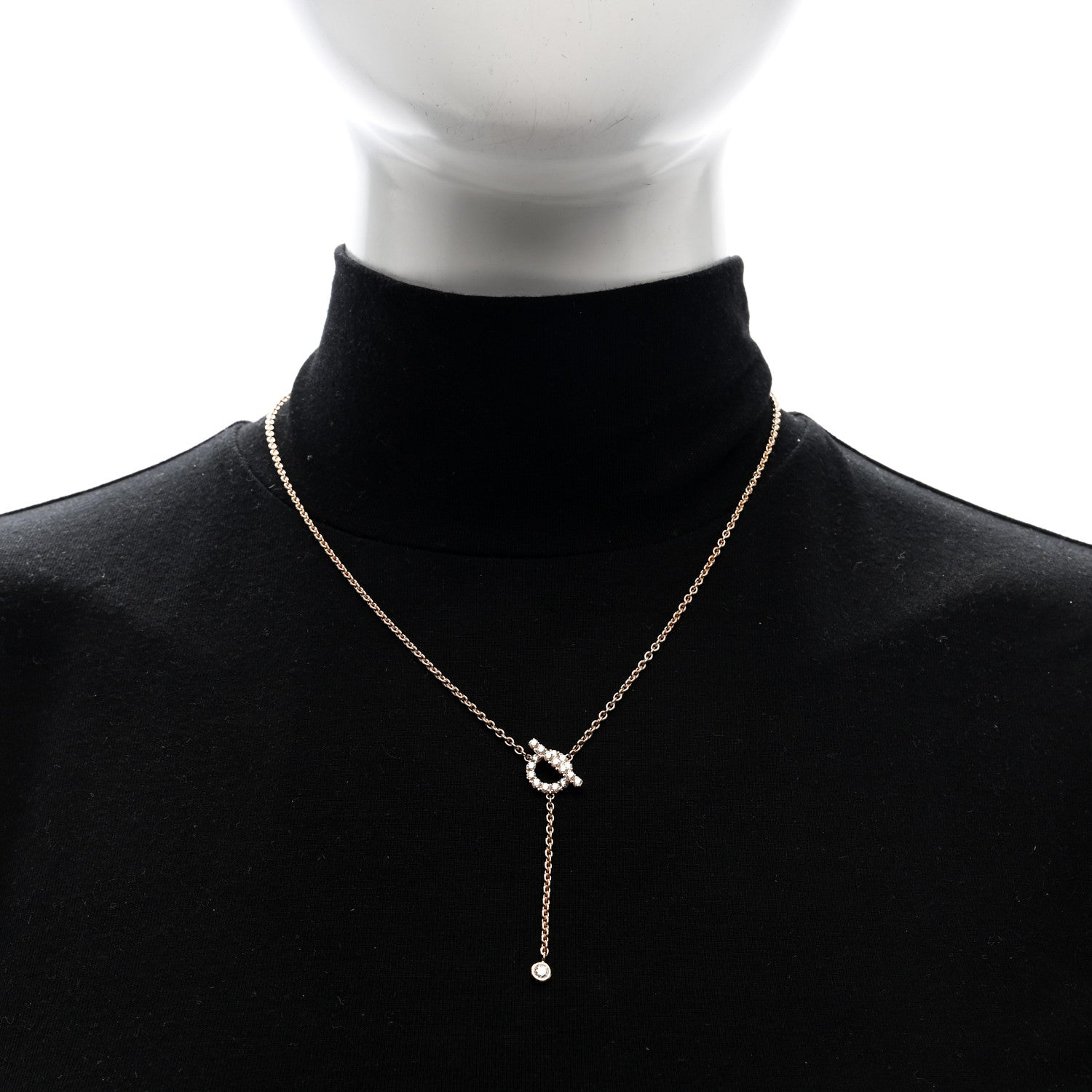 Hermes 18K Rose Gold Diamond Finesse Lariat Necklace 2 of 6