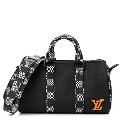 Louis Vuitton Calfskin Damier Distorted Keepall XS Black 1 of 9