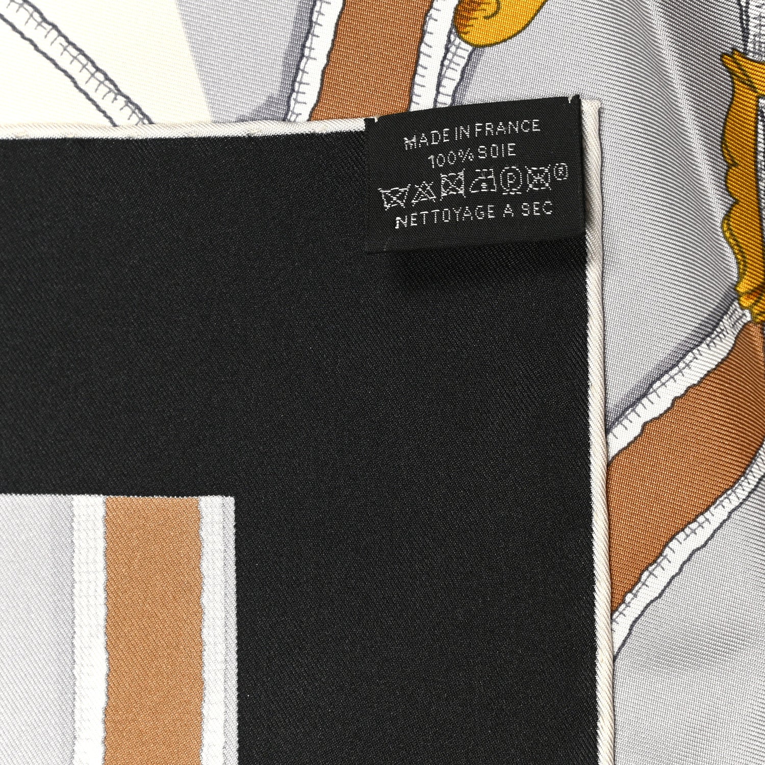 Hermes Silk L Instruction Du Roy Scarf 90 Black Gris Or 6 of 6