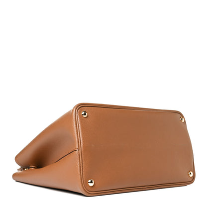 Prada Saffiano Cuir Medium Double Handle Bag Caramel Fuoco 3 of 13