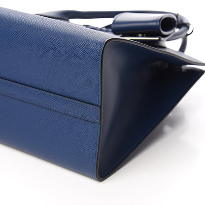Prada Saffiano Cuir Calfskin Medium Monochrome Top Handle Tote Bluette 8 of 9