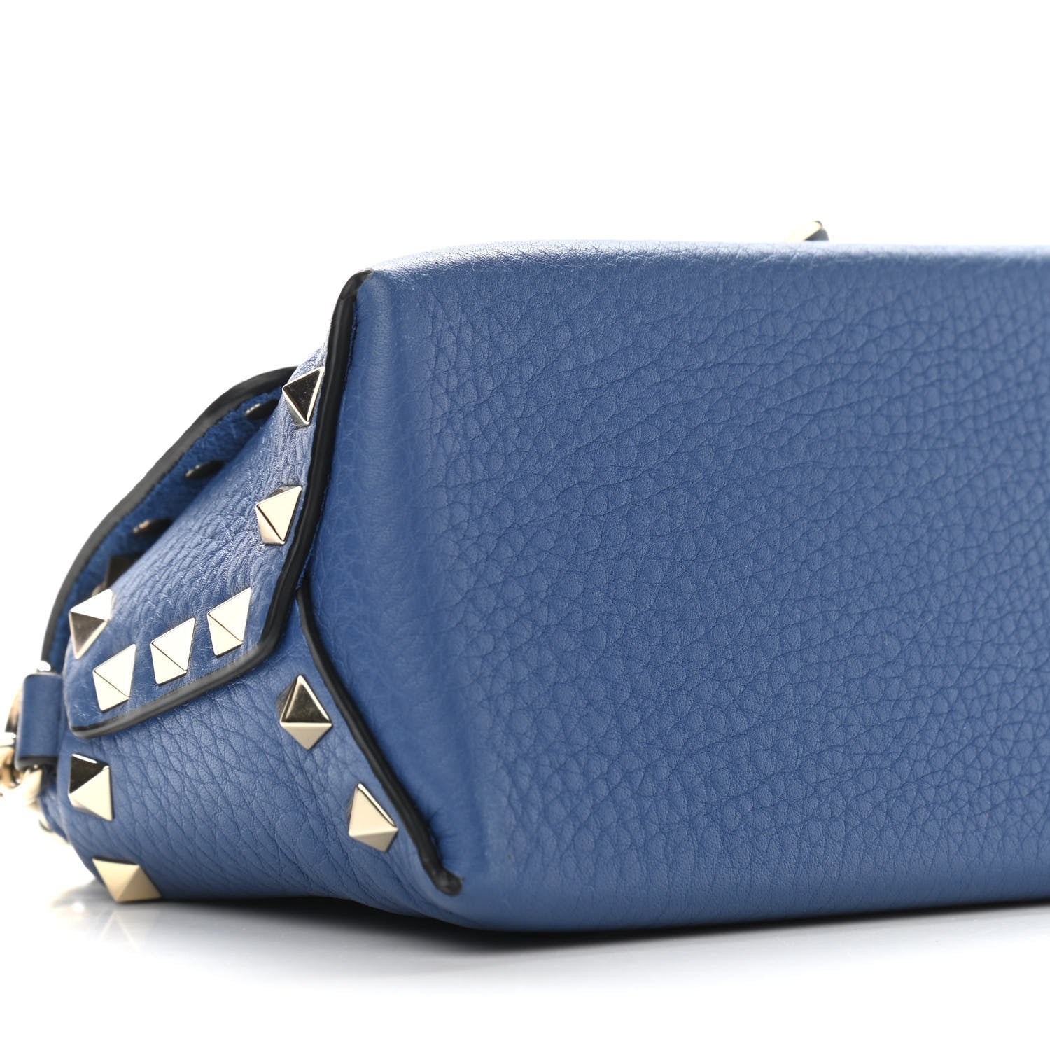 Valentino Garavani Pebbled Calfskin Mini Rockstud Flap Saddle Crossbody Bag Blue 8 of 9