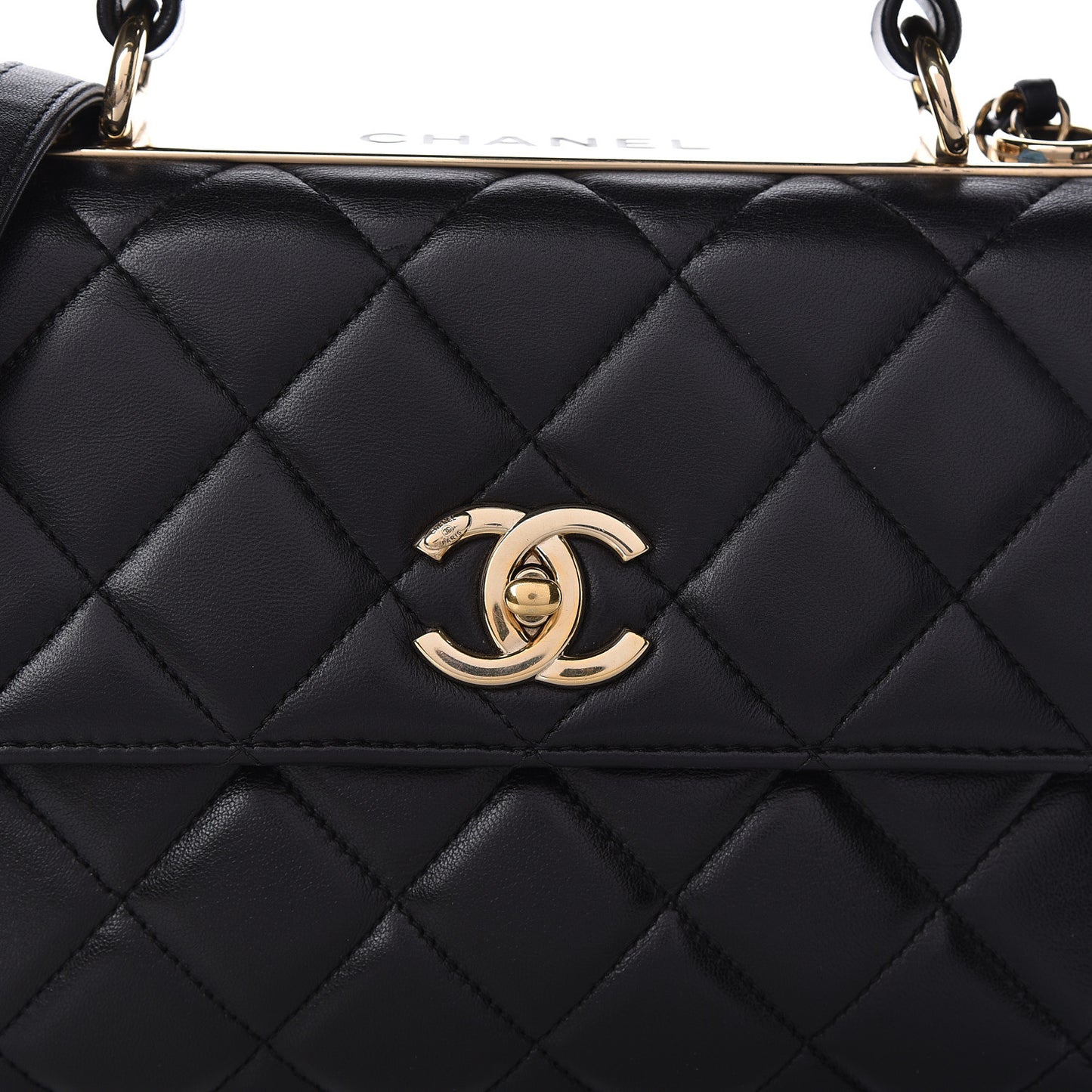Lambskin Quilted Small Trendy CC Dual Handle Flap Bag Black
