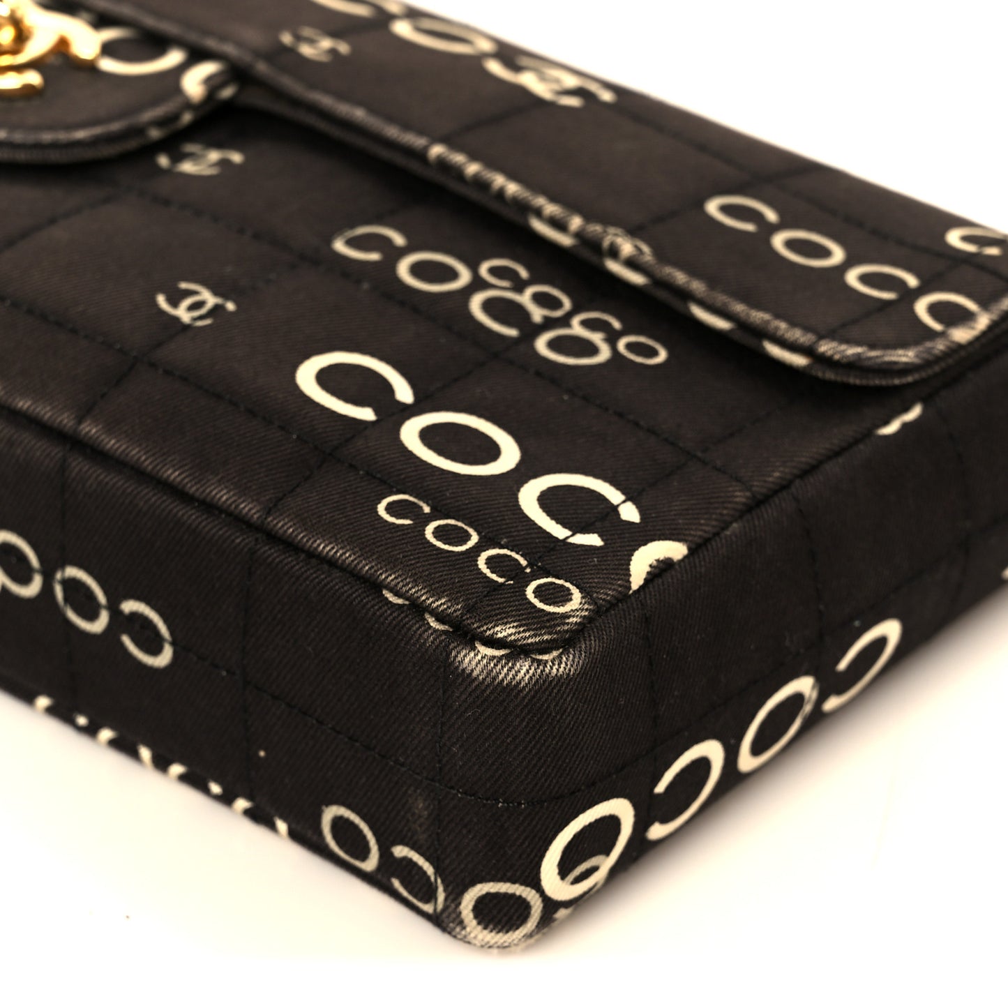 Canvas Chocolate Bar Quilted Coco East West Flap Brown