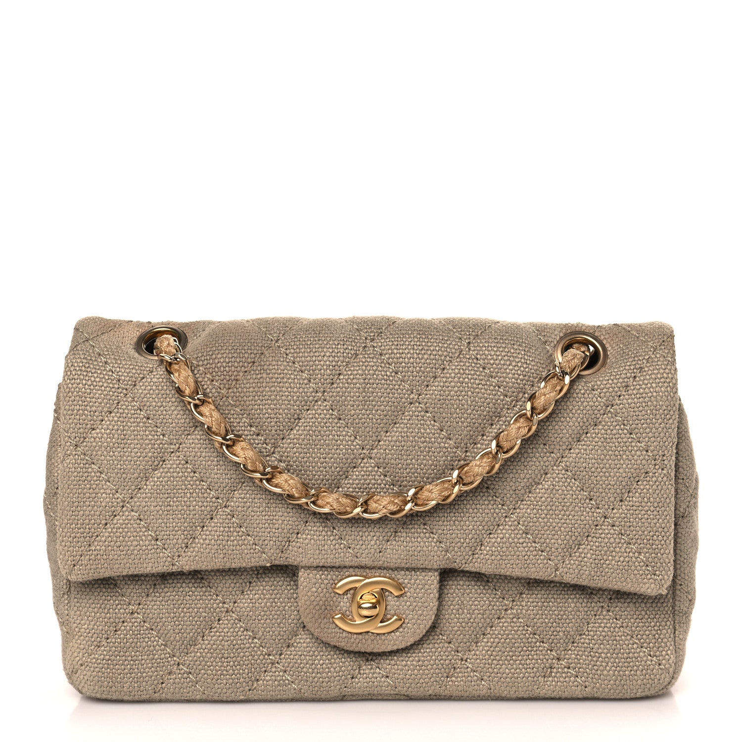 Chanel Canvas Quilted Mini Rectangular Flap Beige 1 of 8