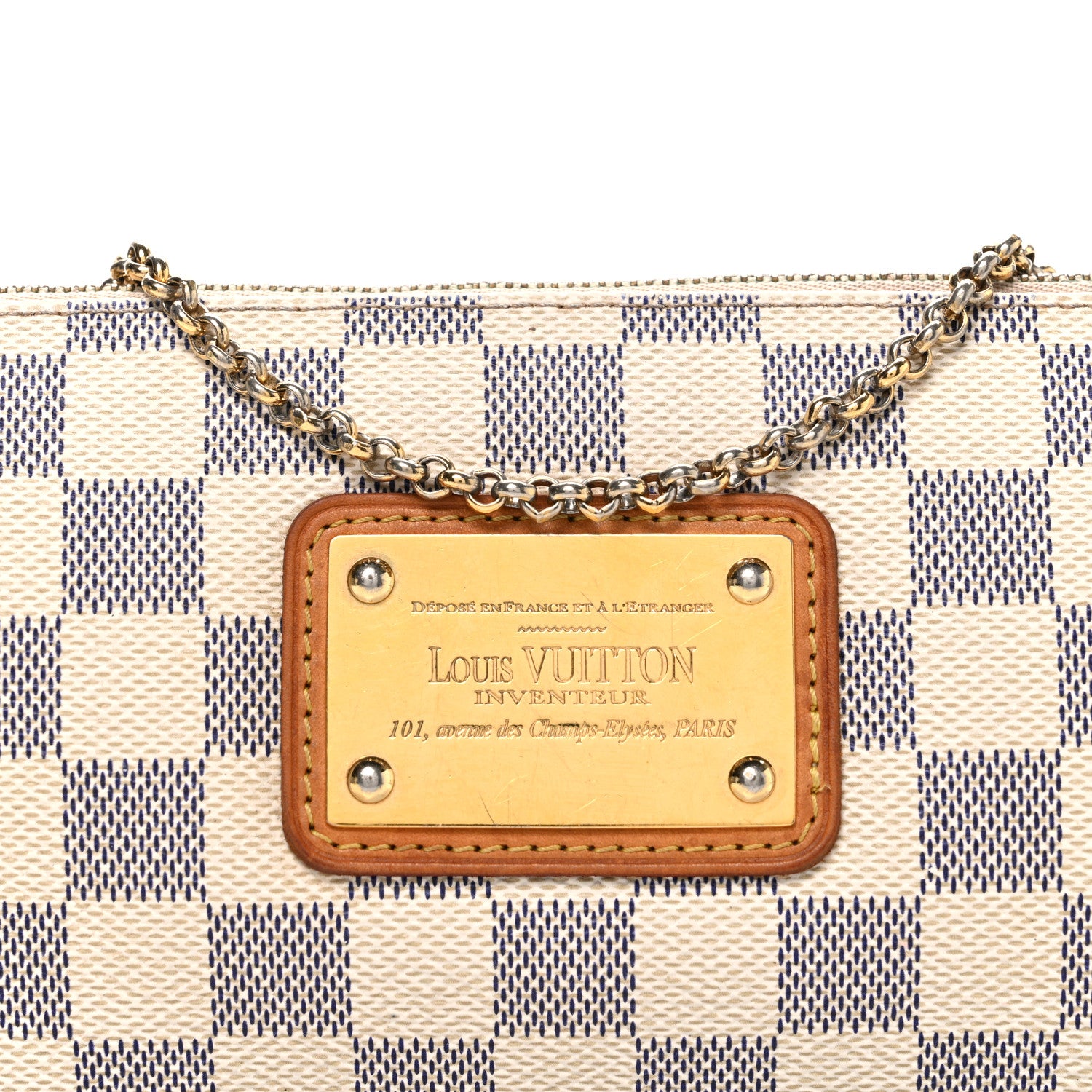 LOUIS VUITTON チェック柄ベルト　ベージュ（ホワイト） LOUIS VUITTON LV Initiales Damier Azur Belt White