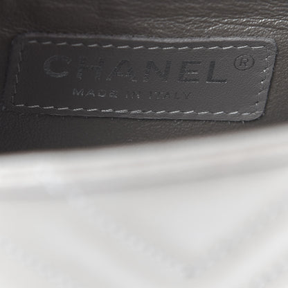 Chanel Iridescent Calfskin Chevron Quilted Mini Square Flap Silver 6 of 9