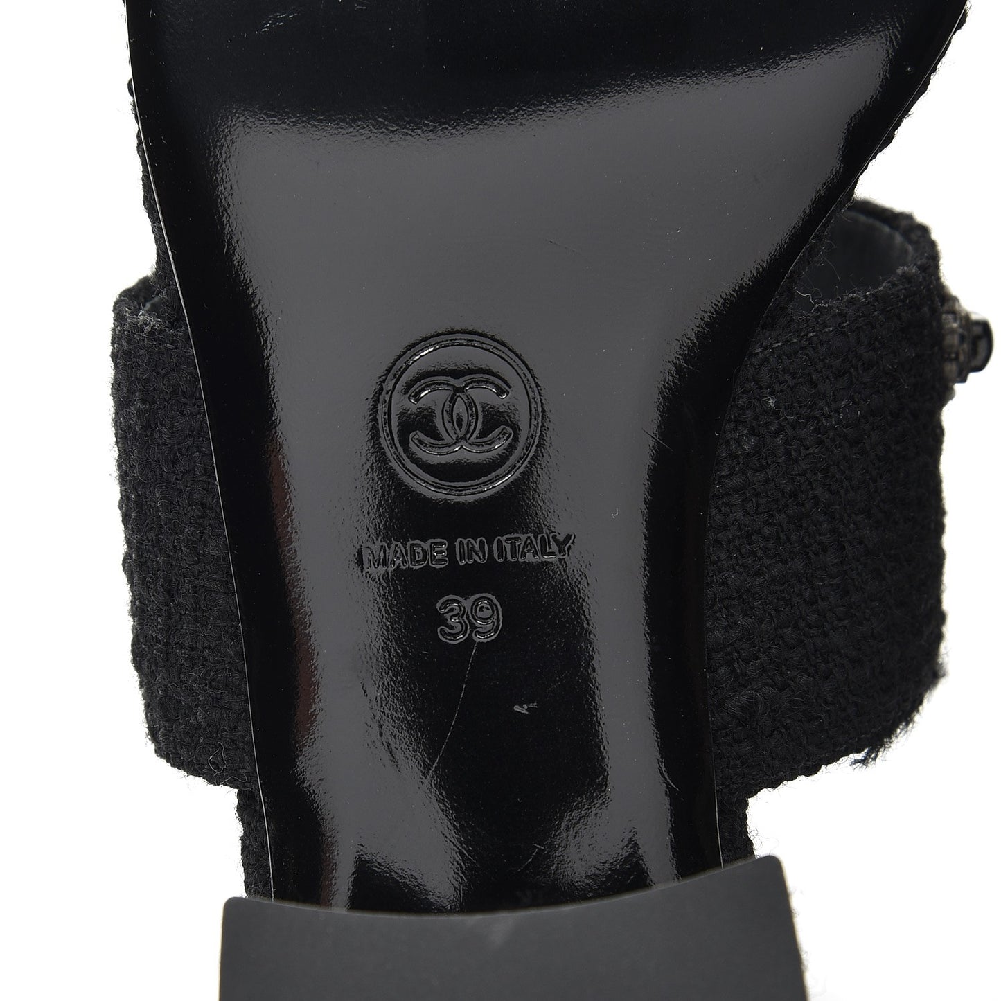 Tweed Stone Crystal Mules 39 Black