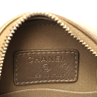Chanel Metallic Lambskin Quilted Egyptian Amulet Round Clutch With Chain Gold 6 of 10