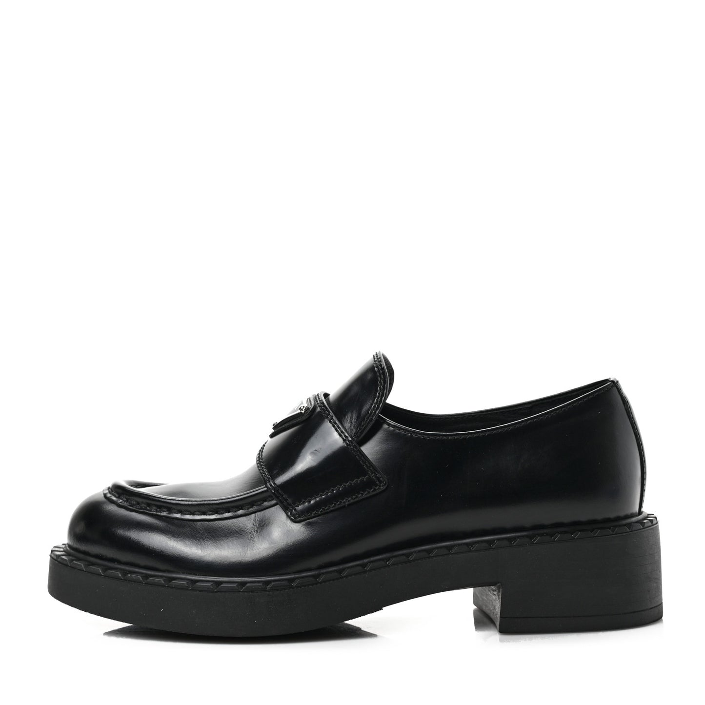 Spazzolato Metal Triangle Logo 50mm Loafers 37 Black