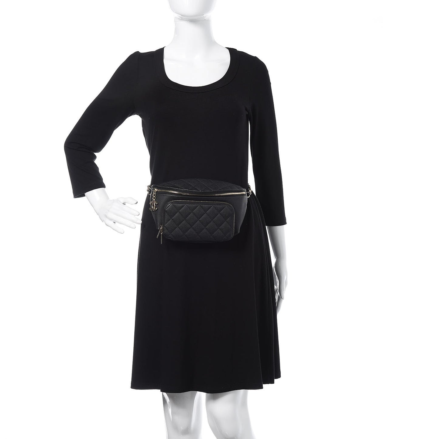 Caviar Quilted Business Affinity Waist Belt Bag Black