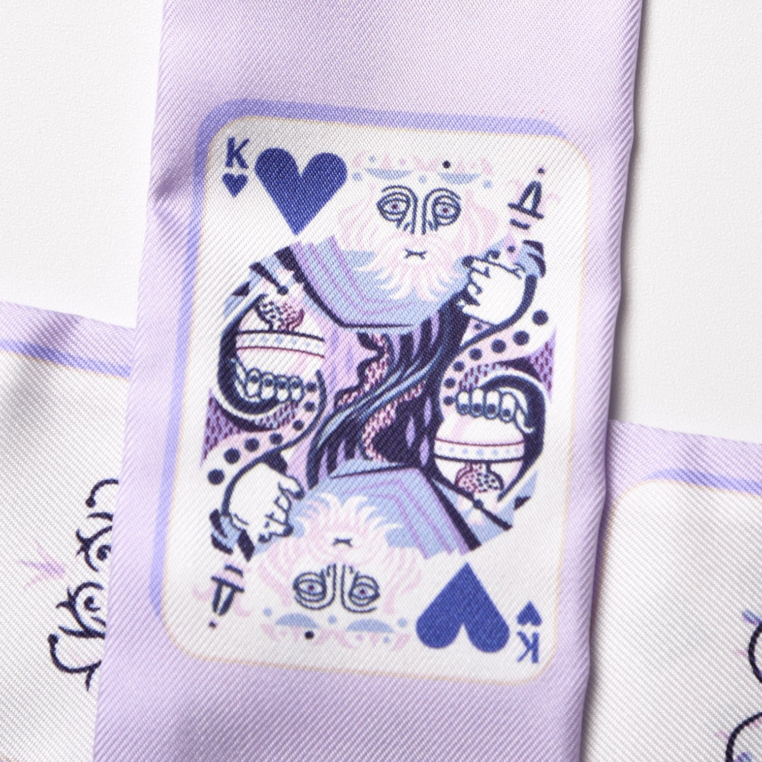 Hermes Silk Jeu de Cartes Twilly Purple Mauve Bleu White 5 of 6