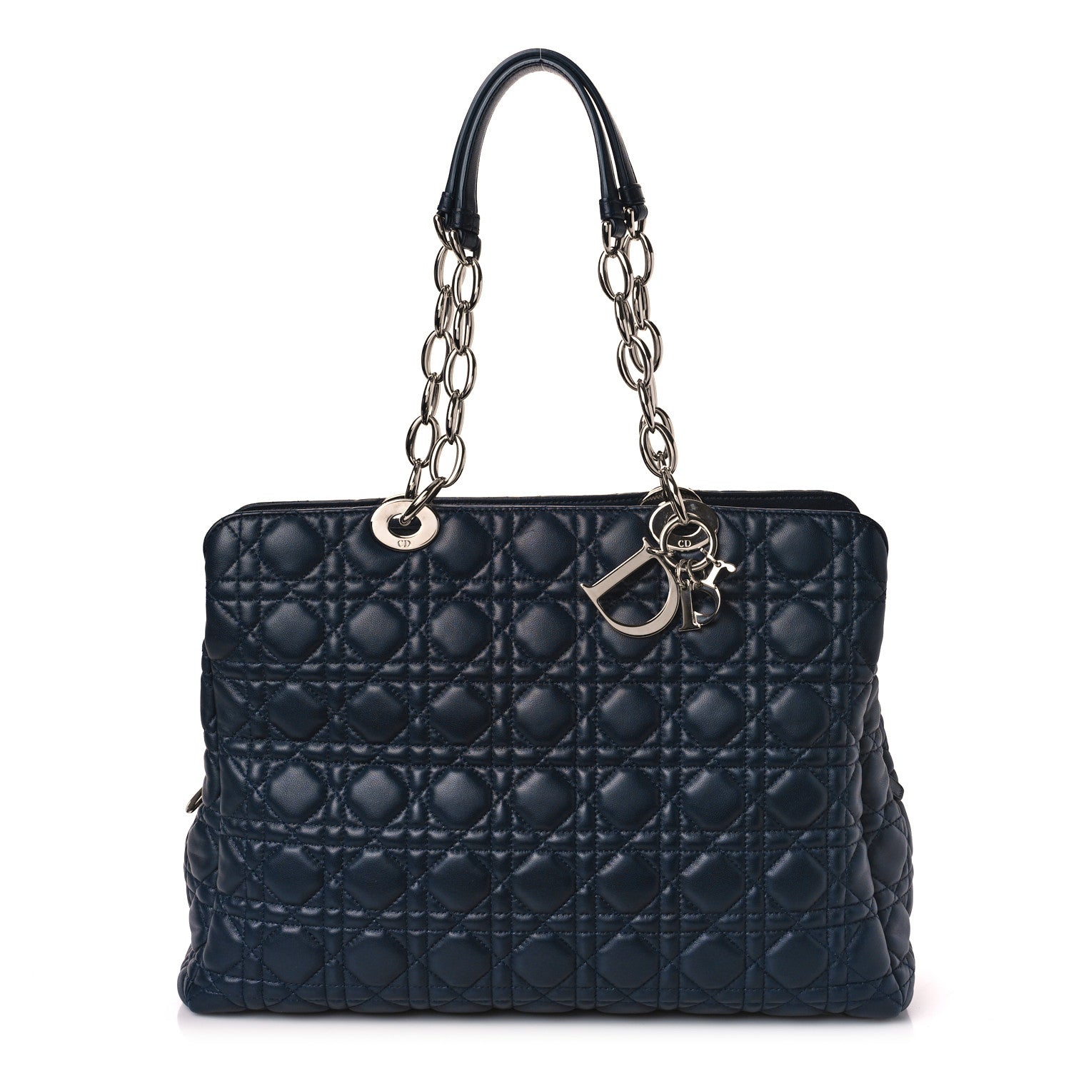 Christian Dior Lambskin Cannage Large Dior Soft Shopping Tote Navy 1 of 9