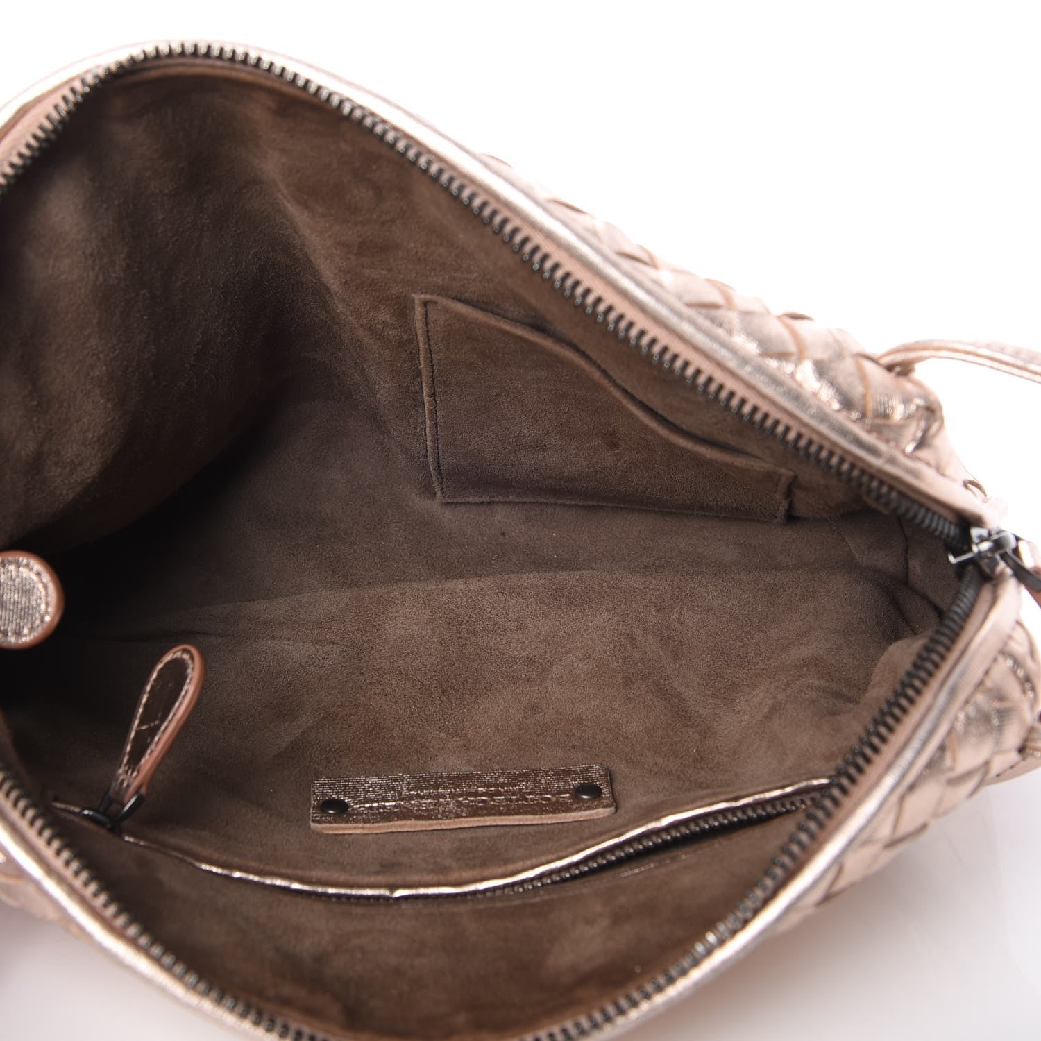 Bottega Veneta Metallic Grosgrain Intrecciato Pillow Crossbody Messenger Rose Gold 5 of 9