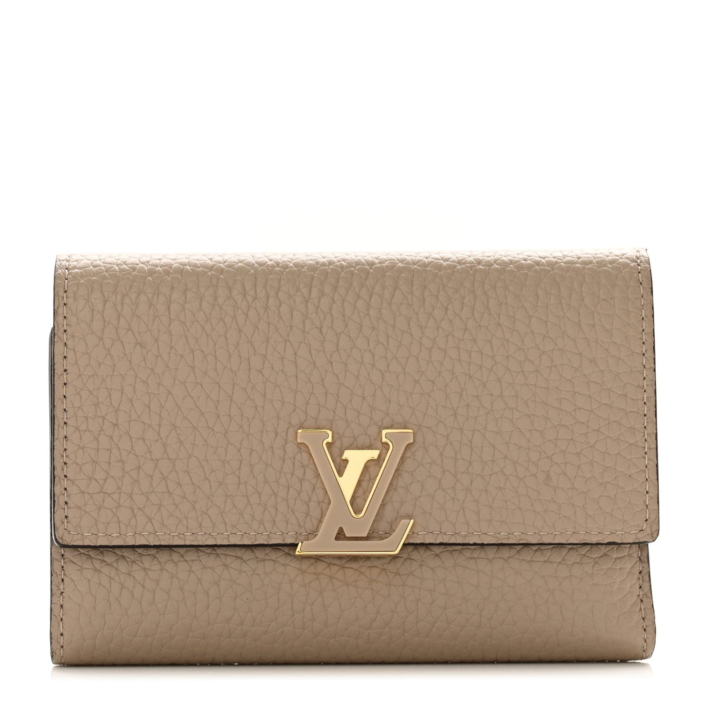 Taurillon Capucines Compact Wallet Galet