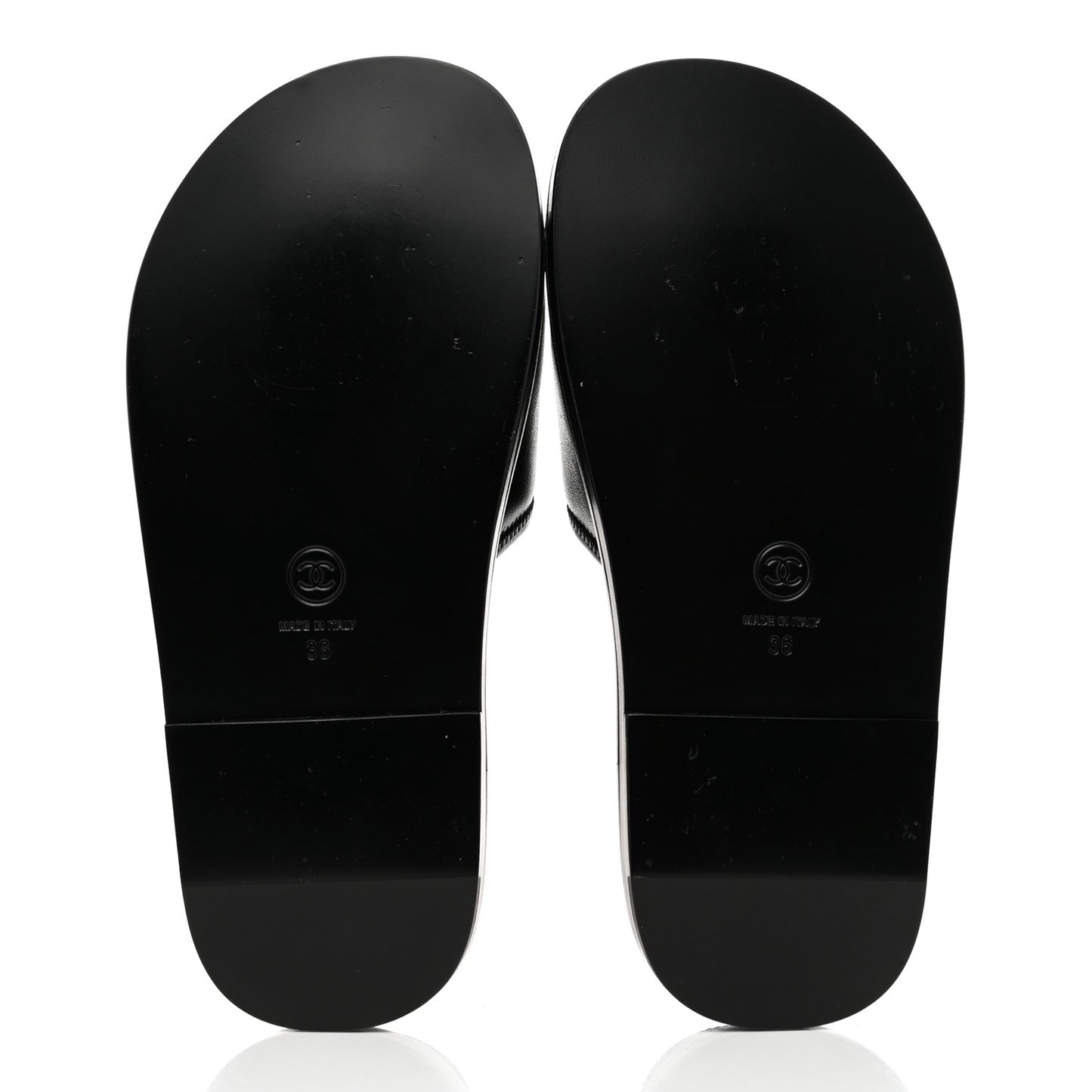 Lambskin Cha-Nel Mule Sandals 36 Black Multicolor