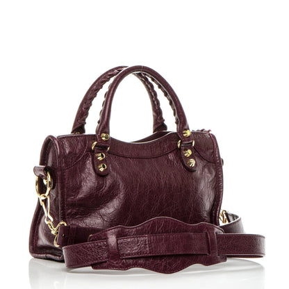 Balenciaga Agneau Classic Gold Hardware Mini City Violet Prune 4 of 8